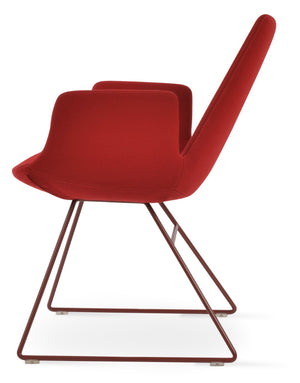 Soho Concept Eiffel Arm Wire Counter & Bar Chair - Stylish Wool Fabric, 10-year Guarantee, Modern Design, Dark Grey Red  Soho-concept-dining-chair-02955