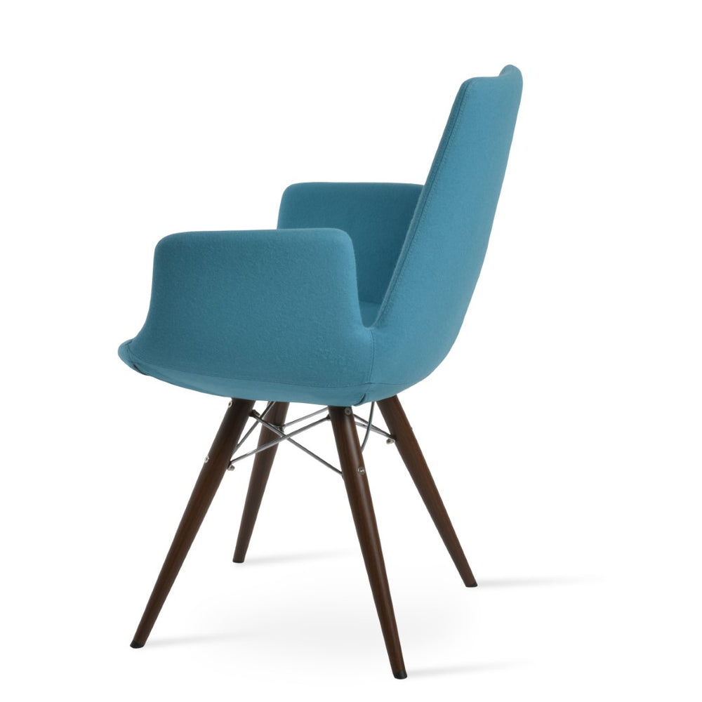 Soho Concept Eiffel Arm Ana Counter & Bar Stools - Stylish Wool Upholstery, Metal Base, 10-year Guarantee, Turquoise Black,Chrome  Soho-concept-dining-chair-02743