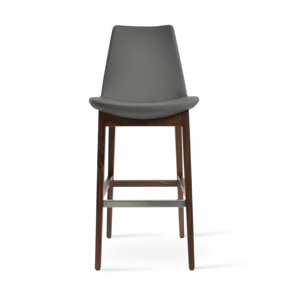 Soho Concept Eiffel Wood Barstools & Counterstools With Luxurious Fabrics, Brass Footrests & 10-year Guarantee Walnut,Grey  Soho-concept-dining-chair-08266