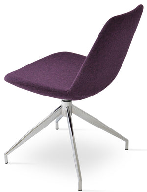 Soho Concept Eiffel Round Swivel Dining Armchair - Luxurious Camira Wool Fabric, 10-year Guarantee, Deep Maroon Deep Maroon  Soho-concept-dining-chair-03068