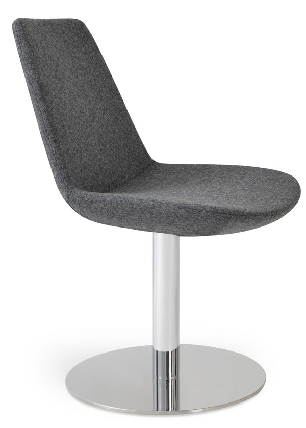 Soho Concept Eiffel Round Swivel Chair In Camira Era Fabric - Durable Chrome Base, 360° Comfort, 10-year Guarantee Chrome,Dark Grey  Soho-concept-dining-chair-03084