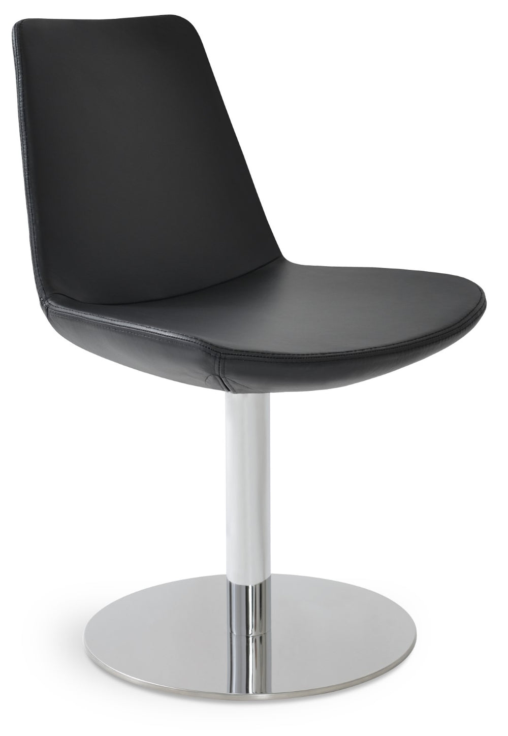 Soho Concept Eiffel Round Swivel Chair - Genuine Leather With Chrome Base, Stylish Seating For Dining & Lounge Chrome,Black  Soho-concept-dining-chair-03087