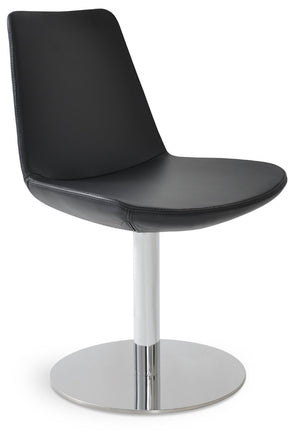 Soho Concept Eiffel Round Swivel Chair - Genuine Leather With Chrome Base, Stylish Seating For Dining & Lounge Chrome,Black  Soho-concept-dining-chair-03087