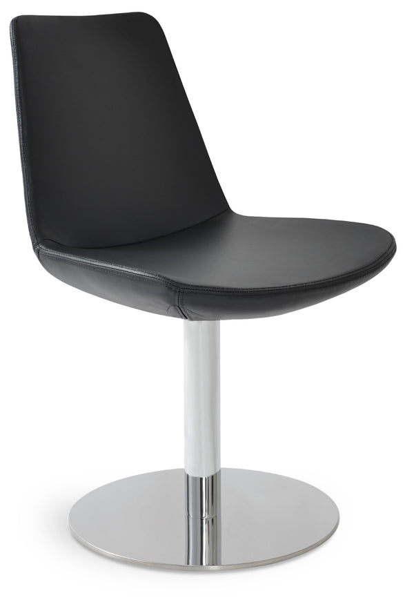 Soho Concept Eiffel Round Swivel Chair - Genuine Leather With Chrome Base, Stylish Seating For Dining & Lounge Chrome,Black  Soho-concept-dining-chair-03087