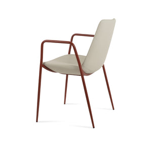Soho Concept Eiffel Classy Armrest Dining Chair – Stylish Leatherette, Chrome Base, 2-year Guarantee, Turkiye Crafted Red,Cream  Soho-concept-dining-chair-03136