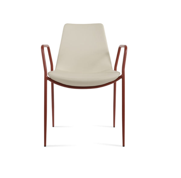Soho Concept Eiffel Classy Armrest Dining Chair – Stylish Leatherette, Chrome Base, 2-year Guarantee, Turkiye Crafted Red,Cream  Soho-concept-dining-chair-03136