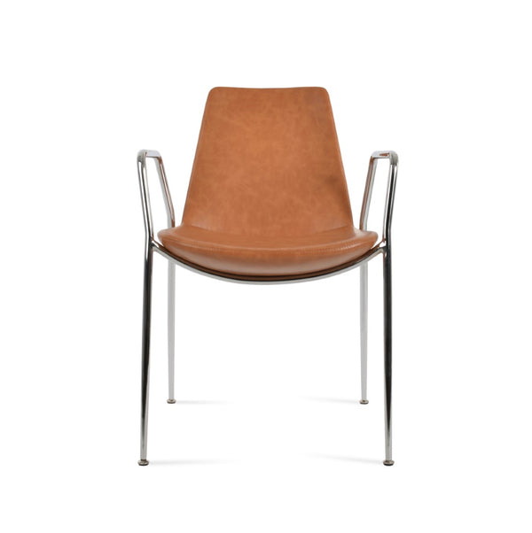 Soho Concept Eiffel Classy Armrest Dining Chair – Stylish Leatherette, Chrome Base, 2-year Guarantee, Turkiye Crafted Chrome  Soho-concept-dining-chair-03135