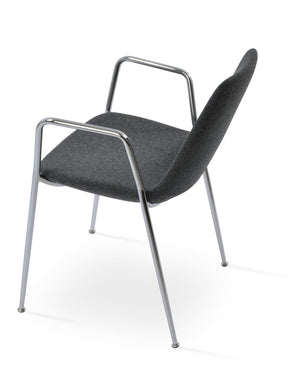 Soho Concept Eiffel Classy Dining Armchair - Elegant Chrome Base, Luxurious Camira Wool, 10-year Guarantee! Chrome,Dark Grey  Soho-concept-dining-chair-03093
