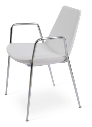 Soho Concept Eiffel Classy Armrest Dining Chair - Stylish Chrome Base, Soft Boucle & Velvet Options, 10-year Guarantee Chrome,White  Soho-concept-dining-chair-03097