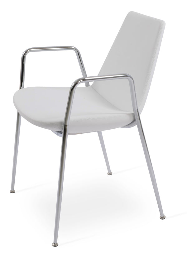 Soho Concept Eiffel Classy Armrest Dining Chair - Stylish Chrome Base, Soft Boucle & Velvet Options, 10-year Guarantee Chrome,White  Soho-concept-dining-chair-03097