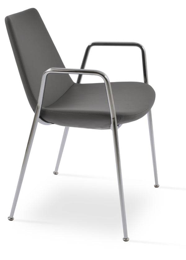 Soho Concept Eiffel Classy Armrest Dining Chair - Stylish Chrome Base, Soft Boucle & Velvet Options, 10-year Guarantee Chrome,Grey  Soho-concept-dining-chair-03095