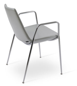 Soho Concept Eiffel Classy Armrest Dining Chair - Stylish Chrome Base, Soft Boucle & Velvet Options, 10-year Guarantee Chrome,Silver  Soho-concept-dining-chair-03096