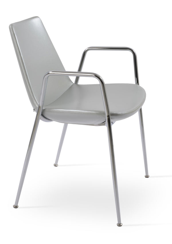 Soho Concept Eiffel Classy Armrest Dining Chair - Stylish Chrome Base, Soft Boucle & Velvet Options, 10-year Guarantee Chrome,Silver  Soho-concept-dining-chair-03096