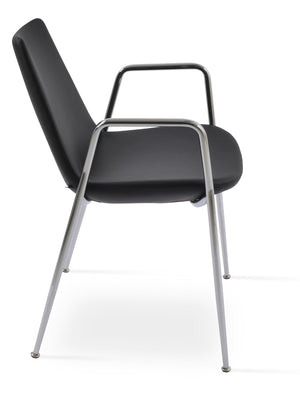 Soho Concept Eiffel Classy Armrest Dining Chair - Stylish Chrome Base, Soft Boucle & Velvet Options, 10-year Guarantee Chrome,Black  Soho-concept-dining-chair-03094