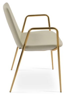 Soho Concept Eiffel Classy Armrest Dining Chair – Stylish Leatherette, Chrome Base, 2-year Guarantee, Turkiye Crafted Gold,Cream  Soho-concept-dining-chair-03113