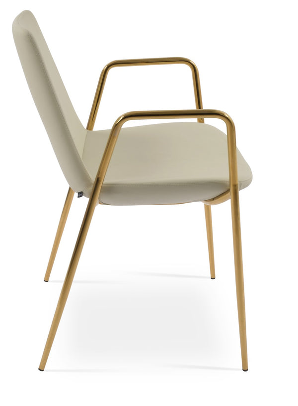 Soho Concept Eiffel Classy Armrest Dining Chair – Stylish Leatherette, Chrome Base, 2-year Guarantee, Turkiye Crafted Gold,Cream  Soho-concept-dining-chair-03113
