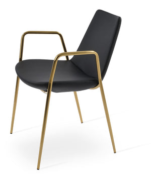 Soho Concept Eiffel Classy Armrest Dining Chair - Stylish Chrome Base, Soft Boucle & Velvet Options, 10-year Guarantee Gold,Black  Soho-concept-dining-chair-03114