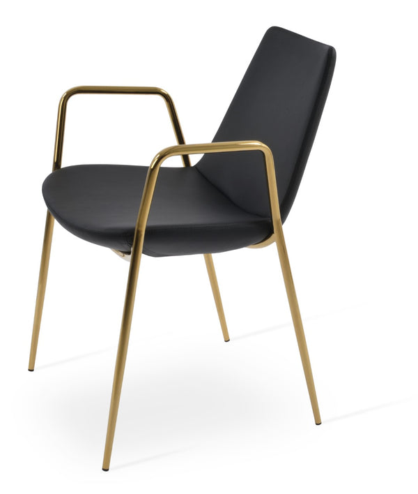 Soho Concept Eiffel Classy Armrest Dining Chair - Stylish Chrome Base, Soft Boucle & Velvet Options, 10-year Guarantee Gold,Black  Soho-concept-dining-chair-03114