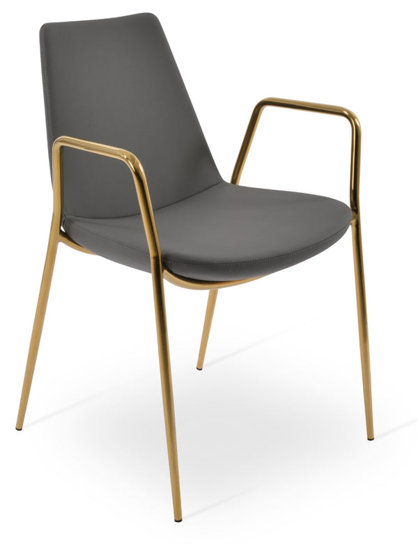 Soho Concept Eiffel Classy Armrest Dining Chair - Stylish Chrome Base, Soft Boucle & Velvet Options, 10-year Guarantee Gold,Grey  Soho-concept-dining-chair-03111