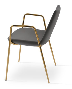 Soho Concept Eiffel Classy Armrest Dining Chair - Stylish Chrome Base, Soft Boucle & Velvet Options, 10-year Guarantee Gold,Grey  Soho-concept-dining-chair-03111