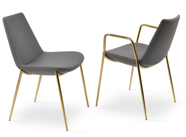 Soho Concept Eiffel Classy Armrest Dining Chair - Stylish Chrome Base, Soft Boucle & Velvet Options, 10-year Guarantee Gold,Grey  Soho-concept-dining-chair-03111