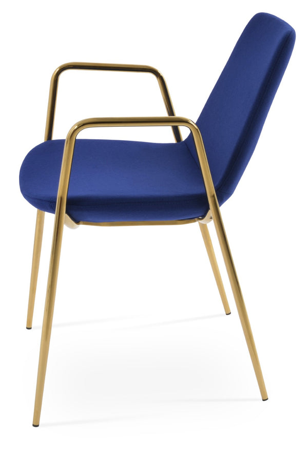 Soho Concept Eiffel Classy Armrest Dining Chair In Camira Blazer Wool & Boucle Fabric - 10-year Guarantee! Gold,Blue  Soho-concept-dining-chair-03110