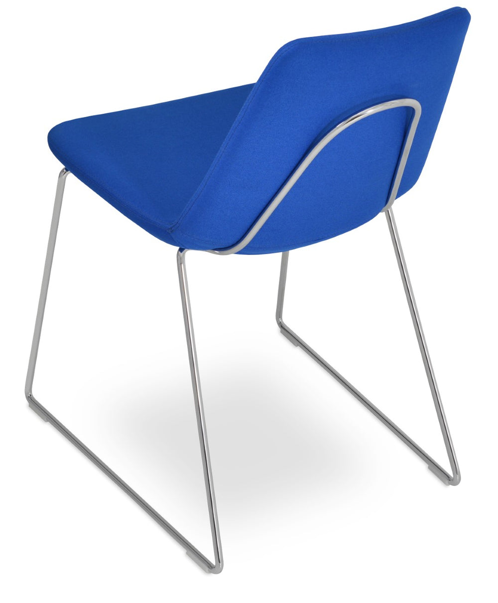 Soho Concept Eiffel Handle Back Chair - Stylish Dining Seat In Camira Blazer Wool With 10-year Guarantee, Turquoise Chrome,Blue  Soho-concept-dining-chair-03187