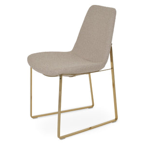 Soho Concept Eiffel Sled Chair: Stylish Dining Chair With Premium Fabric Options & Elegant Gold/Brass Finishes Gold,Beige  Soho-concept-dining-chair-03199