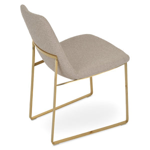 Soho Concept Eiffel Sled Chair: Stylish Dining Chair With Premium Fabric Options & Elegant Gold/Brass Finishes Gold,Beige  Soho-concept-dining-chair-03199