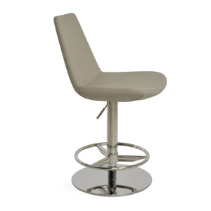 Soho Concept Eiffel Adjustable Arm Piston Stool With Full Footrest - Stylish Leatherette & Brushed Steel Design   Soho-concept-dining-chair-08279