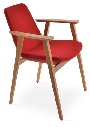 Soho Concept Eiffel Guest Chair With Armrest - Durable Wool Fabric, Stylish Walnut Base, 10-year Guarantee, 350 Lbs Natural,Red  Soho-concept-dining-chair-03212