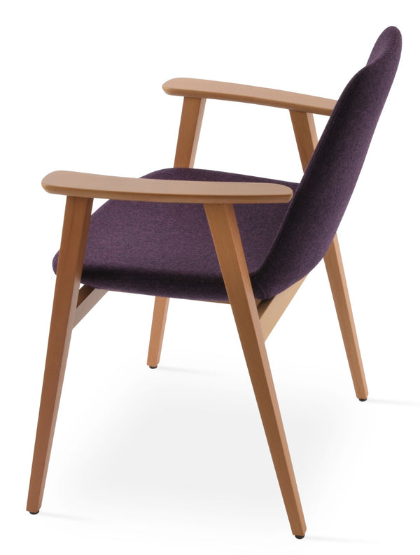 Soho Concept Eiffel Guest Chair With Armrest - Durable Wool Fabric, Stylish Walnut Base, 10-year Guarantee, 350 Lbs Natural  Soho-concept-dining-chair-03207