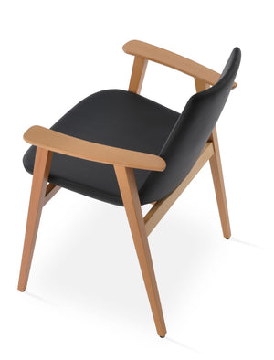 Soho Concept Eiffel Guest Chair - Stylish Armrest Dining Chair In Soft Leatherette With Walnut Finish & 2-year Warranty Natural,Black  Soho-concept-dining-chair-03209