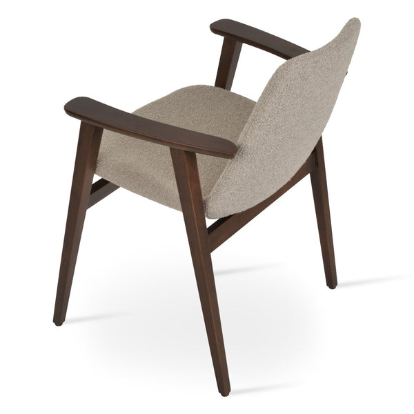 Soho Concept Eiffel Guest Chair With Armrest - Durable Upholstery Options, Elegant Walnut Finish, 10-year Guarantee Walnut,Beige  Soho-concept-dining-chair-03222