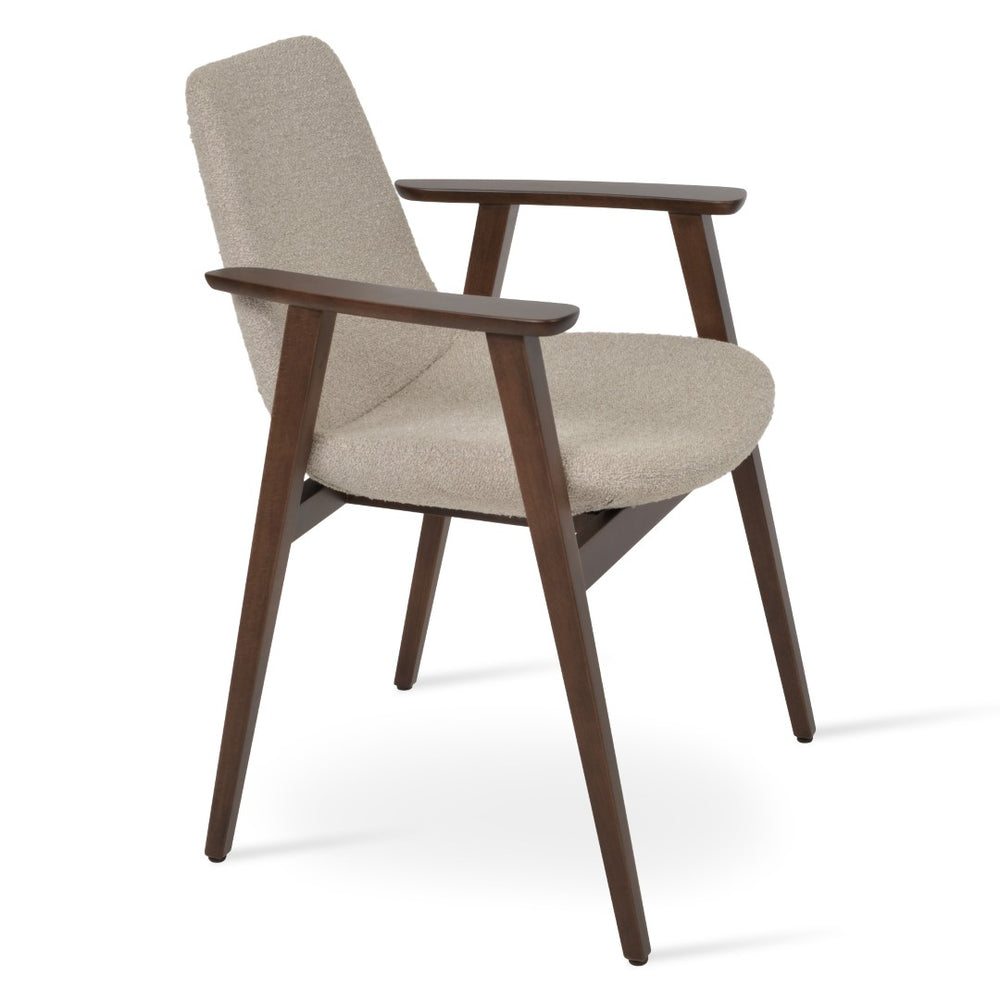 Soho Concept Eiffel Guest Chair With Armrest - Durable Upholstery Options, Elegant Walnut Finish, 10-year Guarantee Walnut,Beige  Soho-concept-dining-chair-03222
