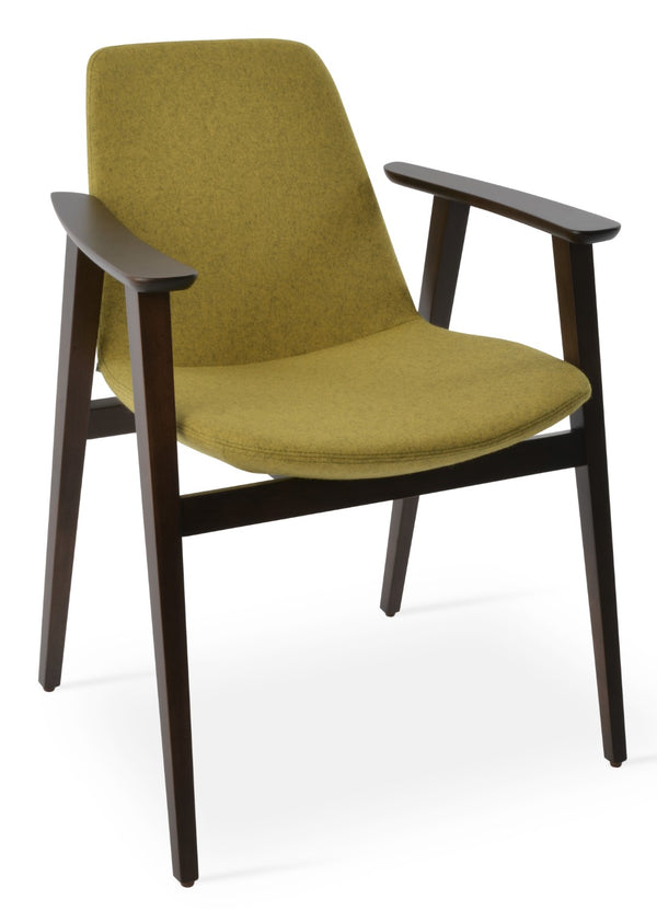 Soho Concept Eiffel Guest Chair With Armrest - Durable Wool Fabric, Stylish Walnut Base, 10-year Guarantee, 350 Lbs Walnut  Soho-concept-dining-chair-03219