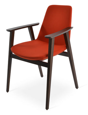 Soho Concept Eiffel Guest Chair With Armrest - Durable Wool Fabric, Stylish Walnut Base, 10-year Guarantee, 350 Lbs Walnut,Orange  Soho-concept-dining-chair-03218