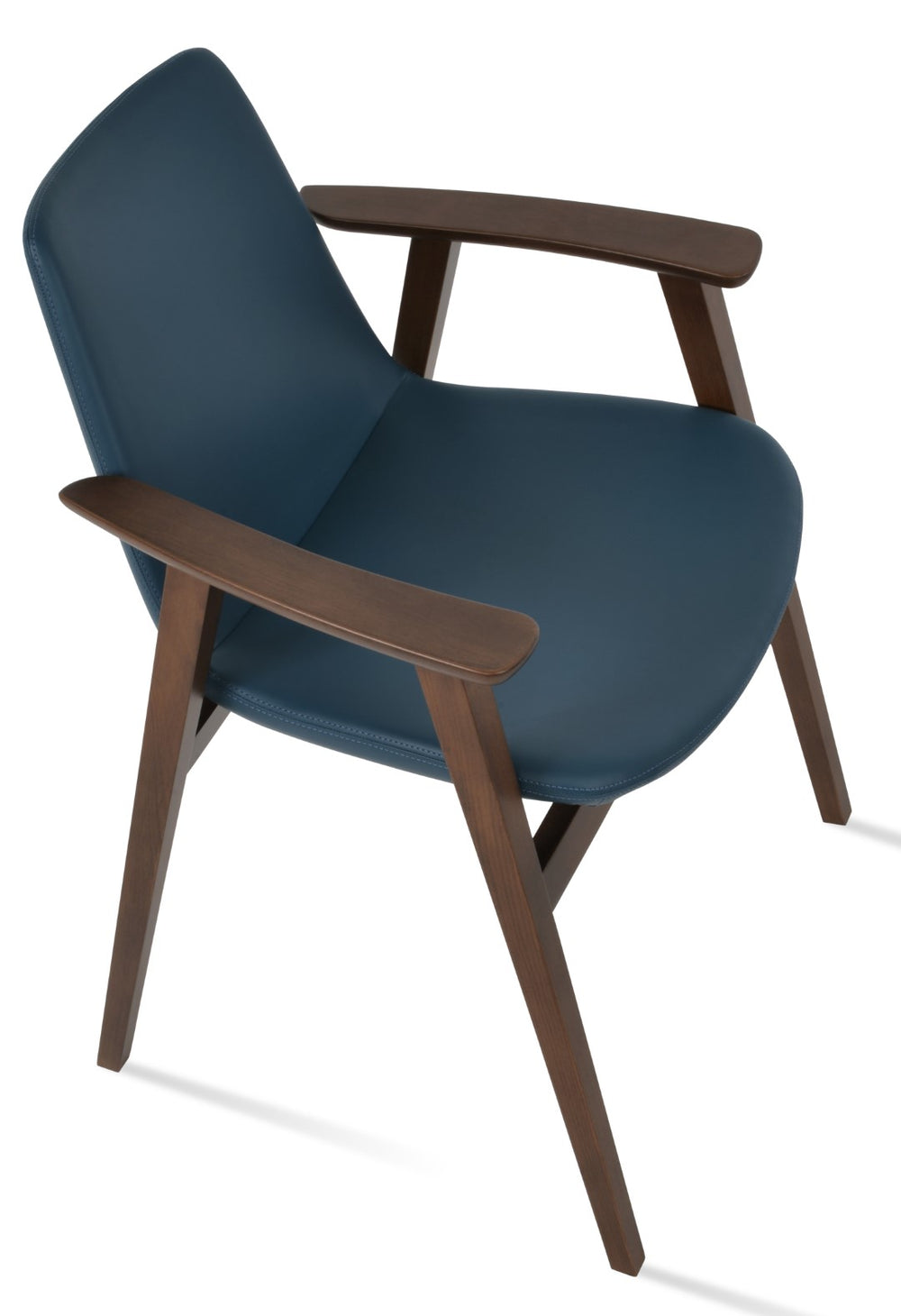 Soho Concept Eiffel Guest Chair - Stylish Armrest Dining Chair In Soft Leatherette With Walnut Finish & 2-year Warranty Walnut,Blue  Soho-concept-dining-chair-03215
