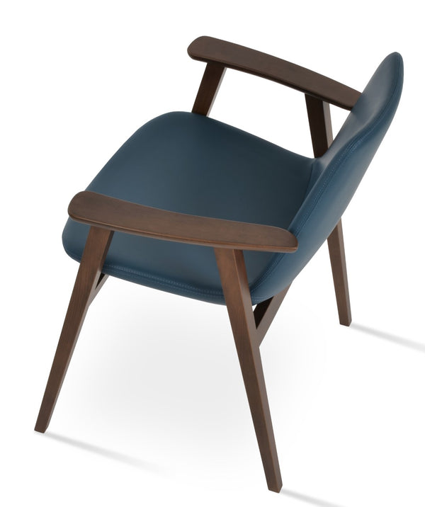 Soho Concept Eiffel Guest Chair - Stylish Armrest Dining Chair In Soft Leatherette With Walnut Finish & 2-year Warranty Walnut,Blue  Soho-concept-dining-chair-03215