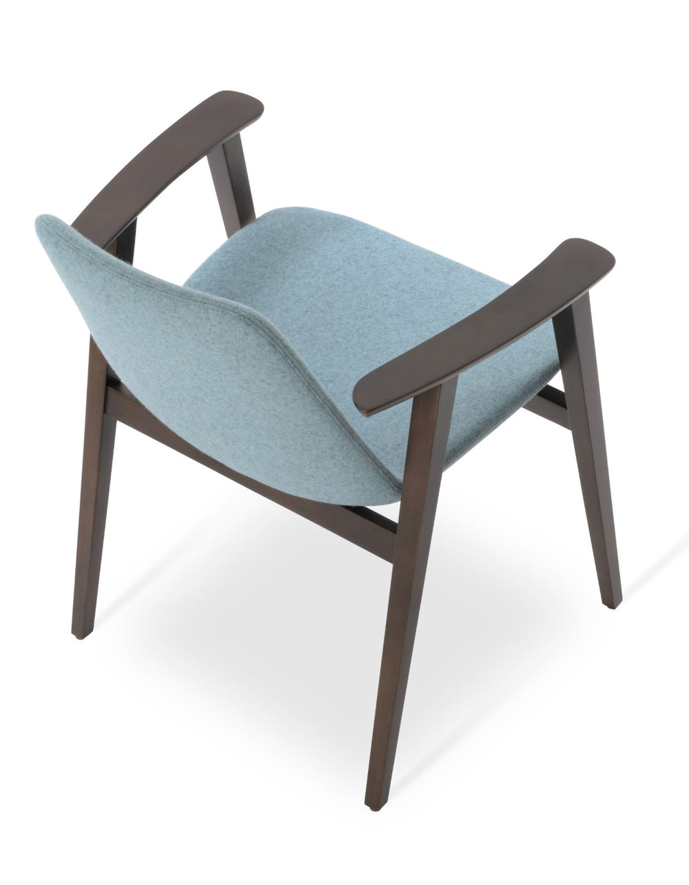 Soho Concept Eiffel Guest Chair With Armrest - Durable Wool Fabric, Stylish Walnut Base, 10-year Guarantee, 350 Lbs Walnut,Blue  Soho-concept-dining-chair-03224