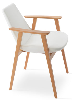 Soho Concept Eiffel Guest Chair - Stylish Armrest Dining Chair In Soft Leatherette With Walnut Finish & 2-year Warranty Natural,White  Soho-concept-dining-chair-03223