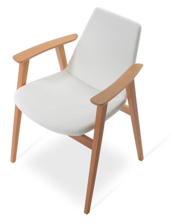 Soho Concept Eiffel Guest Chair - Stylish Armrest Dining Chair In Soft Leatherette With Walnut Finish & 2-year Warranty Natural,White  Soho-concept-dining-chair-03223