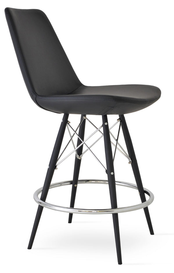 Soho Concept Eiffel Mw Barstools & Counterstools - Stylish Boucle Fabric With Leather, 10-year Guarantee! Black  Soho-concept-dining-chair-08288