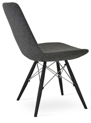 Soho Concept Eiffel Mw Dining Chair - Stylish Camira Blazer Wool, Walnut Finish, 10-year Guarantee, Durable Design Black,Dark Grey  Soho-concept-dining-chair-03254