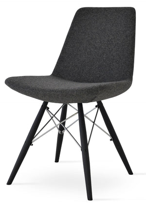 Soho Concept Eiffel Mw Dining Chair - Stylish Camira Blazer Wool, Walnut Finish, 10-year Guarantee, Durable Design Black,Dark Grey  Soho-concept-dining-chair-03254