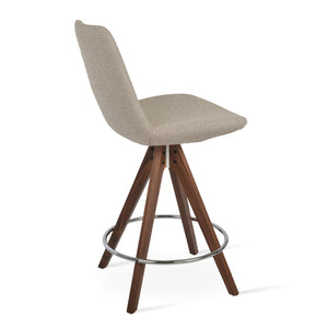 Soho Concept Eiffel Pyramid Barstools & Counterstools - Stylish Wood Swivel Stools In Boucle, Velvet, Nubuck Fabrics Walnut,Beige  Soho-concept-dining-chair-08312