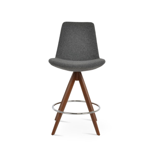 Soho Concept Eiffel Pyramid Barstools & Counterstools - Stylish Wool Upholstery, 10-year Guarantee, Solid Wood Walnut,Dark Grey  Soho-concept-dining-chair-08314
