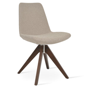 Soho Concept Eiffel Pyramid Swivel Dining Chair - Luxury Fabrics & Solid Wood Base, 10-year Guarantee, 350 Lbs Capacity Beige,Walnut  Soho-concept-dining-chair-03336