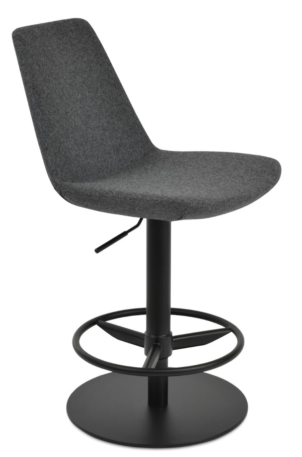Soho Concept Eiffel Arm Piston Stool With Full Footrest – Stylish Camira Wool Fabric & 10-year Guarantee, Dark Grey Dark Grey,Black  Soho-concept-dining-chair-08328