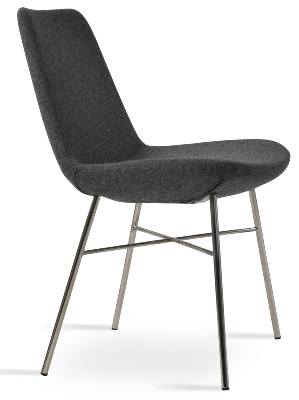 Soho Concept Eiffel Cross Chair - Stylish Dining Chair In Camira Blazer Wool, 10-year Guarantee, Black & Red Dark Grey  Soho-concept-dining-chair-03338